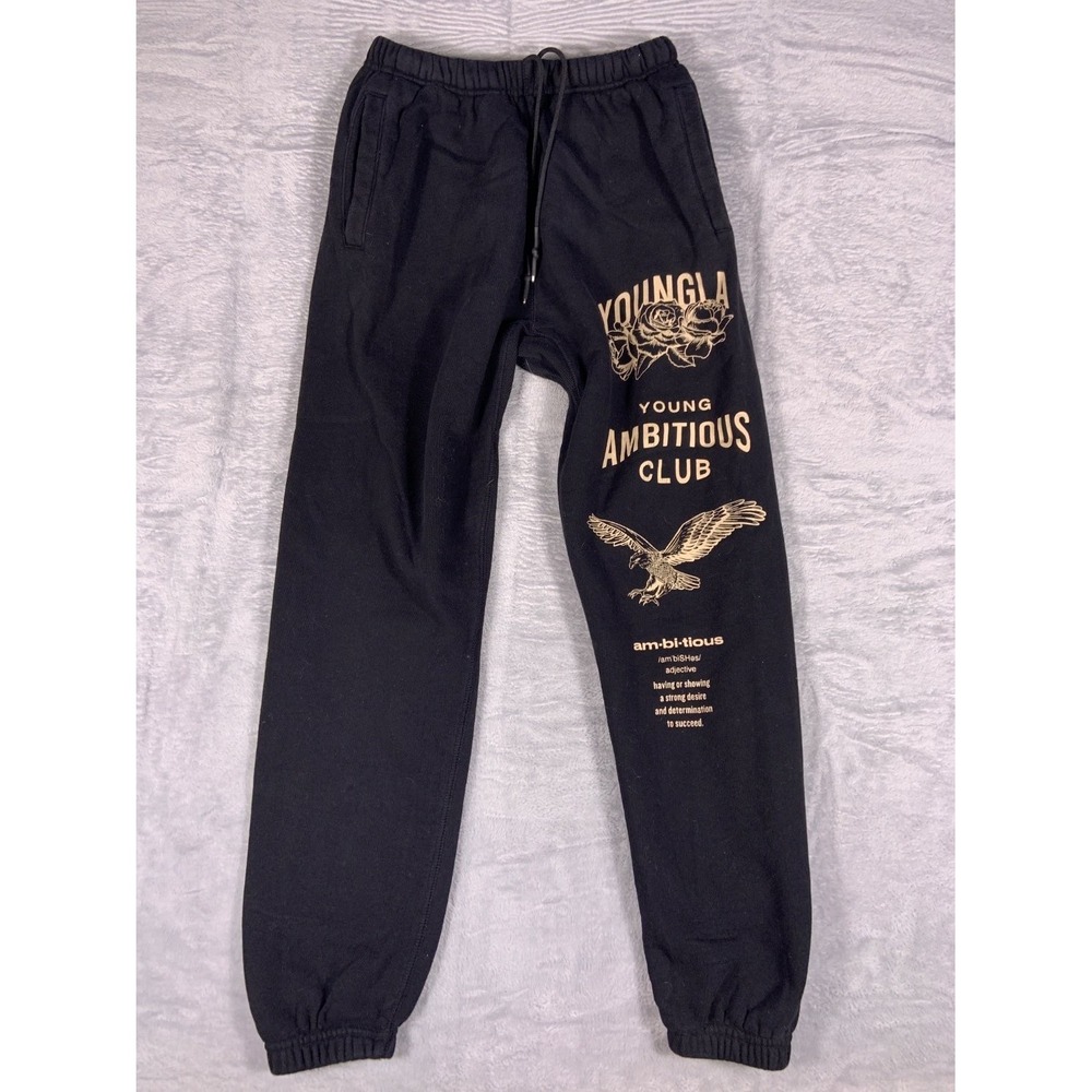 YoungLA Young Ambitious Club Men's Pants M Black Elastic Cuffs